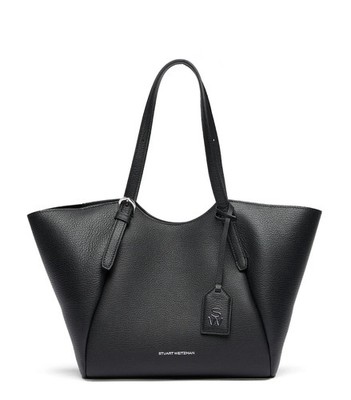 Stuart Weitzman Gogo Leather Large Tote in Black