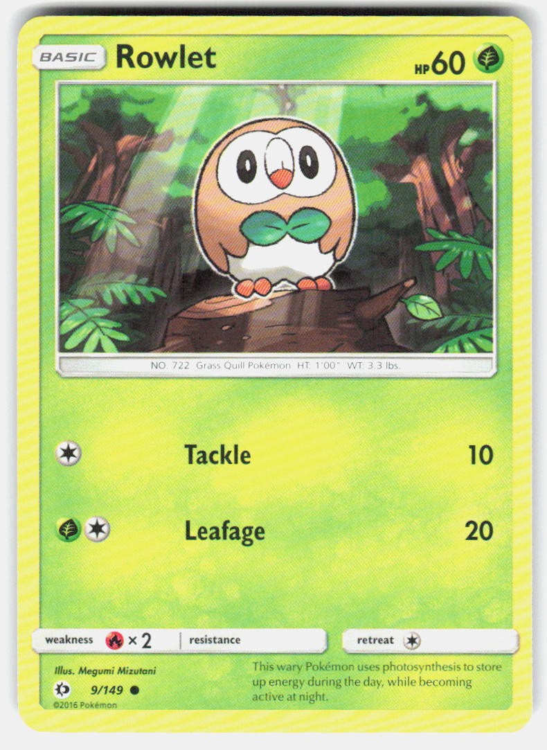 Pokemon Rowlet SM Base Set #9/149 LP