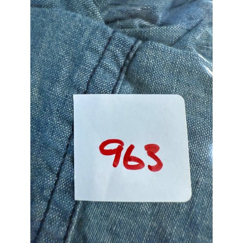 J. Camisa de Trabajo Auténtica Crew Abotonada Denim Azul Talla Grande Informal Top - Imagen 7 de 7