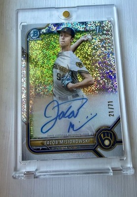 2022 Bowman Draft Jacob Misiorowski Chrome Auto Sparkle /71 Brewers