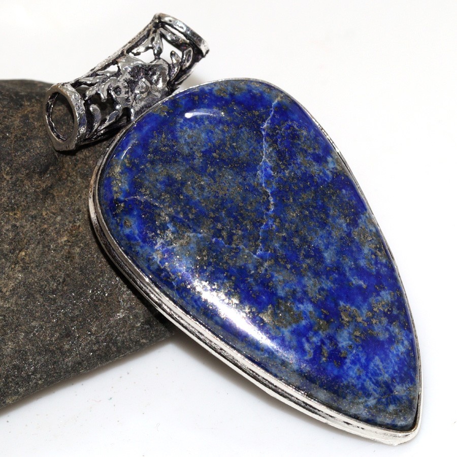 925 Silver Plated Lapis Lazuli Jewellery Pendant Handmade Size 2.2