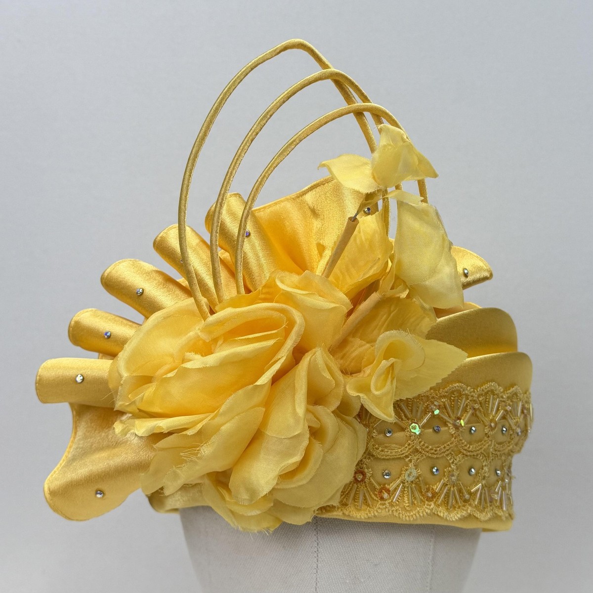 NWT Mr. Hi\'s Hat Cloche Womens Gold Satin Bow Rhinestone Derby Wedding Church Rhinestone Church/Dress Indiana Women main image 3