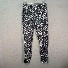 Varley Womens Small High-Rise Black White Floral Leggings w/ Side Pockets