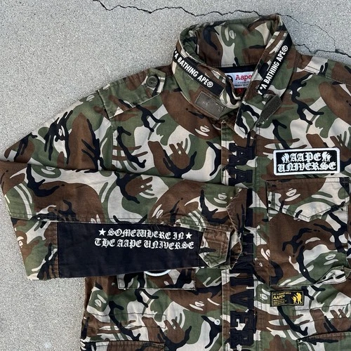 Vintage 2000’s Aape Bape Bathing Ape Full-Zip Military Camo Jacket L image 8