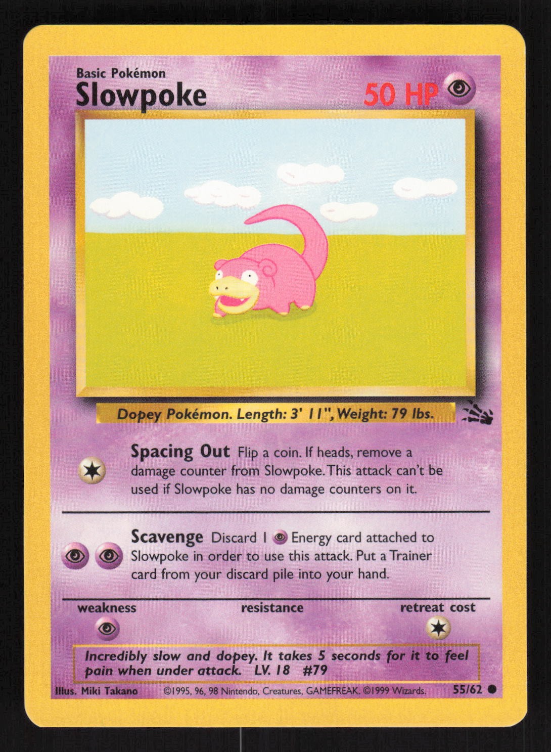 Pokemon Fossil #55/62 Slowpoke Card TCCCX