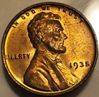 1935 1c Lincoln Wheat Cent Uncirculated Red! Nice Coin!