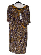 Black Label XL Midi Shirt Sleeve Dress V-Neck Multicolored NWT!
