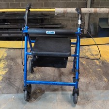 Drive 4 Wheel Rollator Walker Blue Folding Seat Bag Mobility Aid