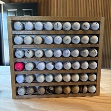 VTG Wooden 54 Ball Golf Ball Holder Shelf W/ ...