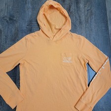 Vineyard Vines Hooded Long Sleeve T-shirt Womens XS Orange Whale Logo Spellout