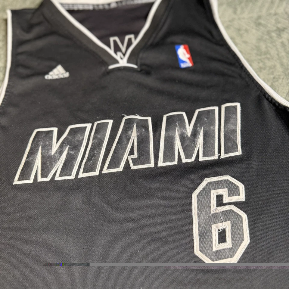 Miami Heat James #6 Adidas Back In Black Out Adult Jersey Mens Large Sleeveless. - Image 2 of 4