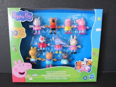NEW Peppa Pig & Friends Play Date 10 Figure Set Pack 3'' Sheep Fox Rabbit Cow NIB