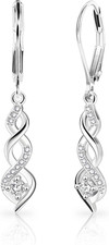 Sterling Silver Drop Dangle Earrings for Women Cubic Zirconia Hanging Dangle Ear