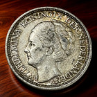 1943-P SILVER Netherlands 25 Cents Coin D1-39 Philadelphia Mint PALM TREE Privy — photo 1