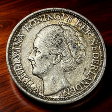 1943-P SILVER Netherlands 25 Cents Coin D1-39 Philadelphia Mint PALM TREE Privy