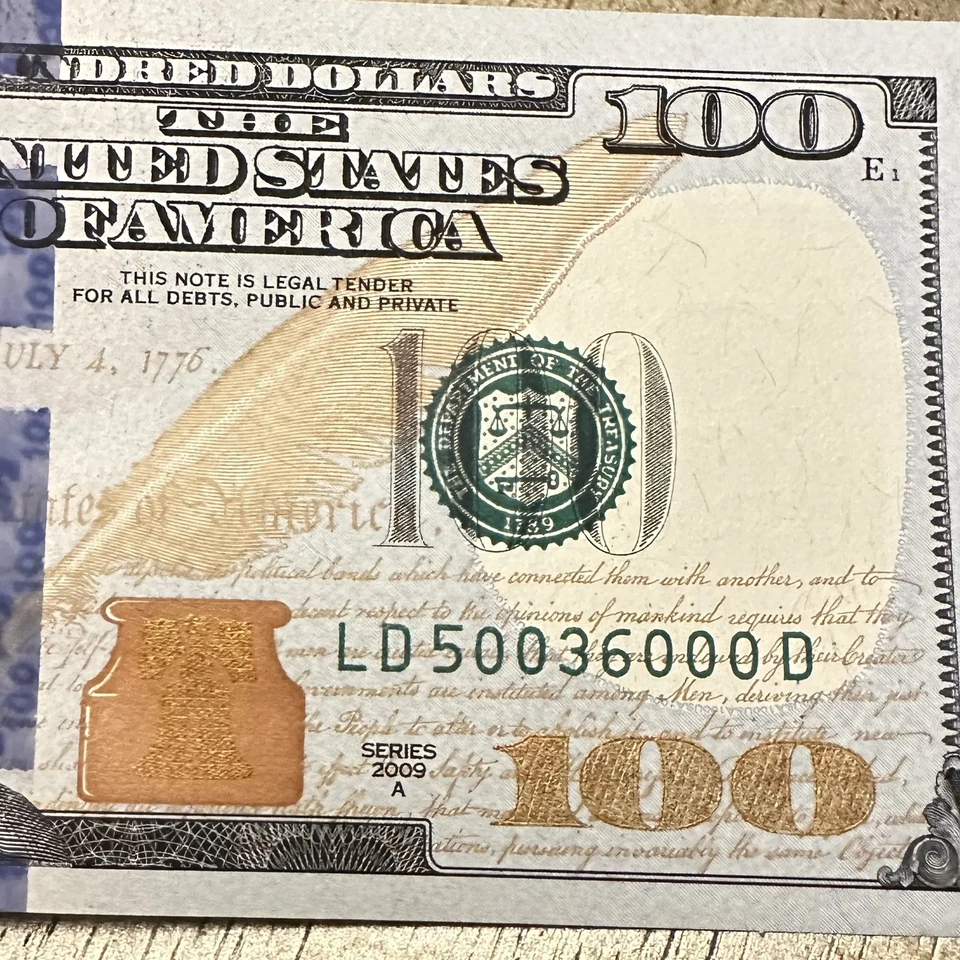 $100 Dollar Bill 2009 -A Series RARE & Very FANCY Five-0's UNCirculated - Image 4 of 4