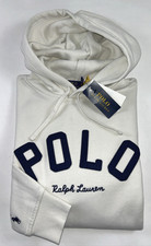NEW POLO RALPH LAUREN Size M Men's Hoodie Cream Sweatshirt POLO Logo Fleece