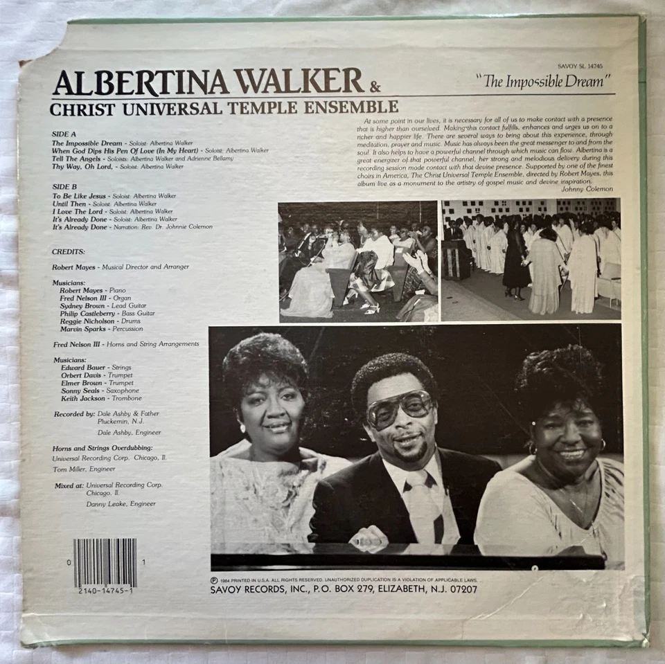 Albertina Walker And The Christ Universal Temple Ensemble – The Impossible Dream - Image 2 of 4