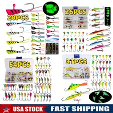 14/26/40PCS Ice Fishing Jigs Luminous Ice Fishing Lures Glowing Jig Gear Winter 