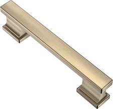 Brushed Antique Brass Cabinet Pulls, 3-3/4 Inch 96mm Hole - 10 Pack