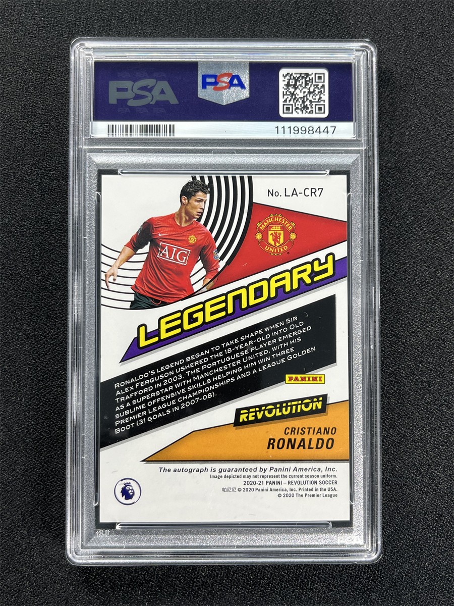 2020-21 Revolution Premier League Cristiano Ronaldo Legendary PSA 10 MT Auto 9 view 2