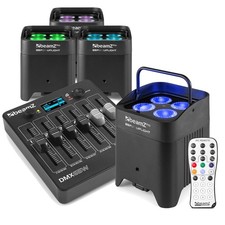 Beamz BBP54 Wireless Uplighters - 4x Battery Operated LED Wall Wash Lights