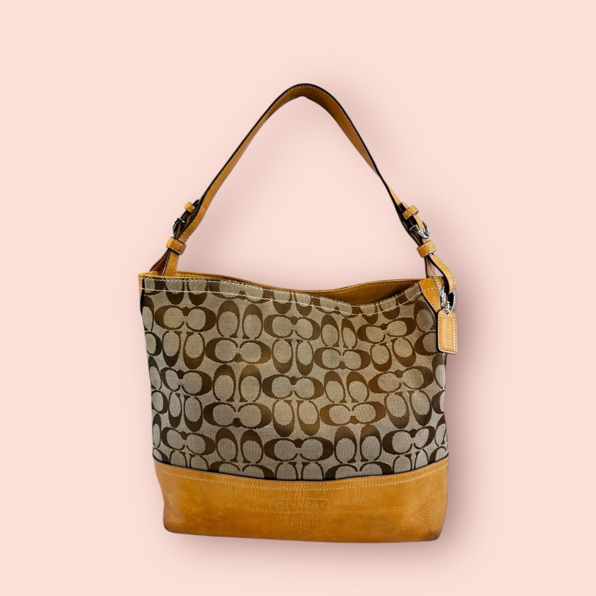 COACH Y2K Vintage Signature Jacquard Canvas Leather Hobo Shoulder