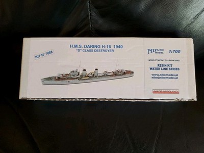 Niko Models HMS Daring H-16 1940 1/700th scale resin & etch waterline model kit.