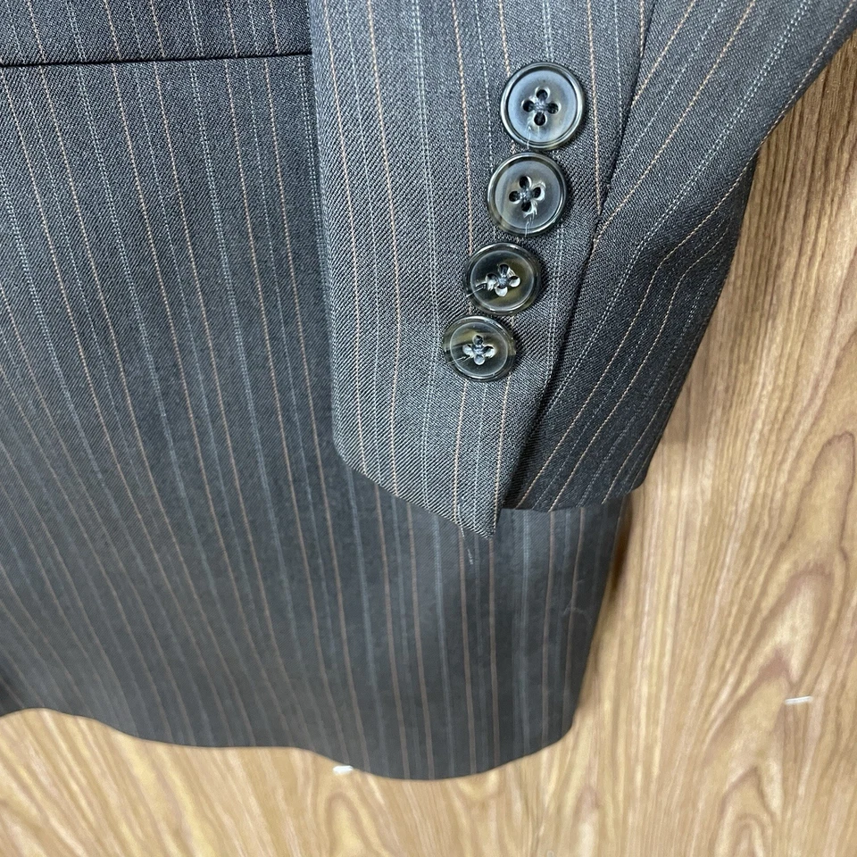 Joseph Abboud 2 Piece Suit Mens 54XL 48x32 Brown Multicolor Striped Worsted Wool - Image 4 of 4