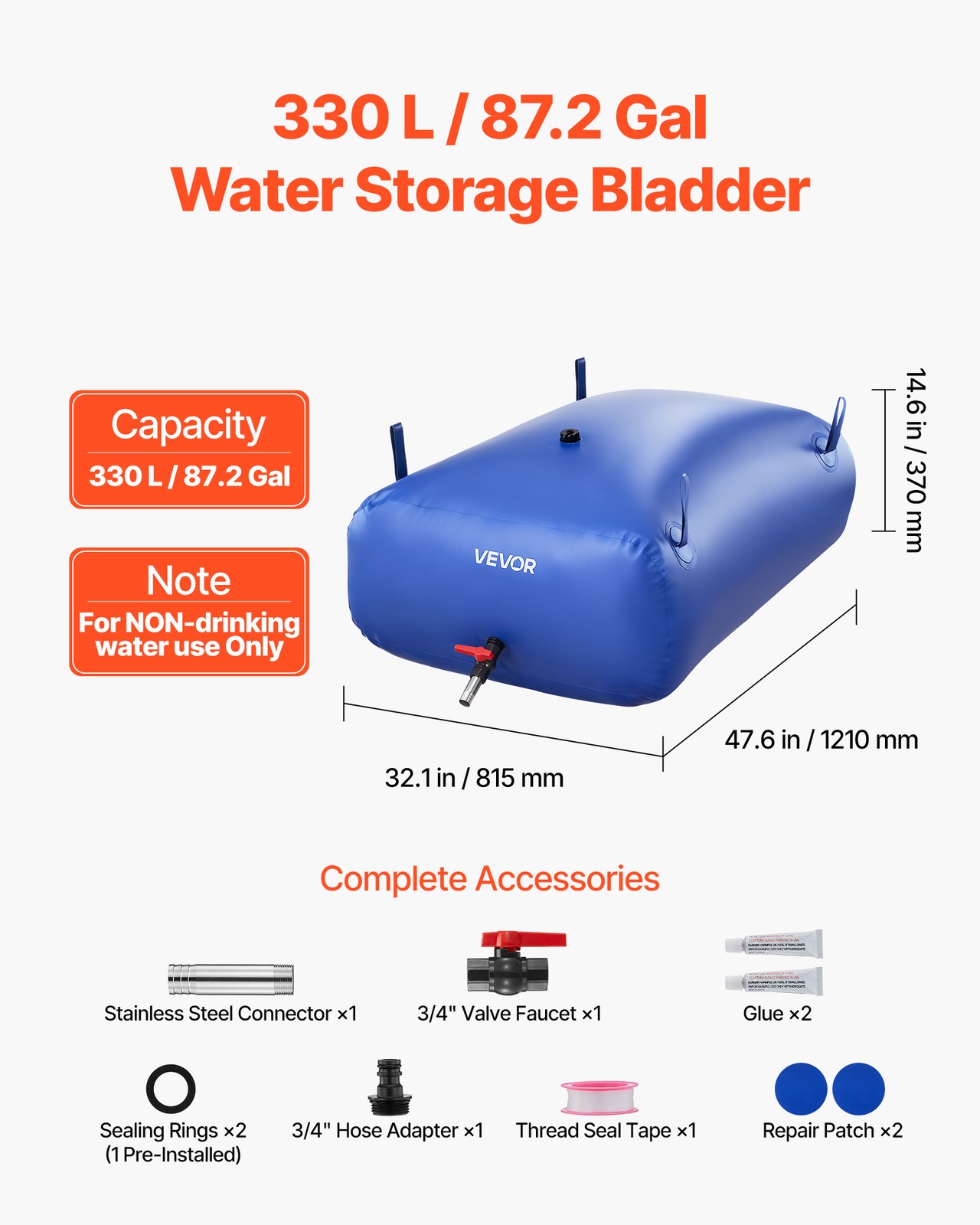 Vessie de stockage eau pliable 330L idéale pour l'arrosage du potager - 2