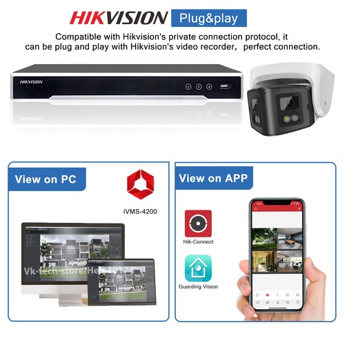 Hikvision 8CH 8POE NVR Security System Kit 4MP 180° Panoramic Colorvu+IR Camera - Picture 12 of 24