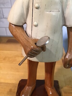 Vintage Romer Hand Carved Dentist Wooden Figurine Sculpture Made