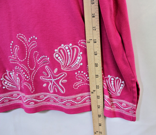 Alfred Dunner Top Large Pink White Embroidered Womens Pullover Coastal Casual - Picture 4 of 8