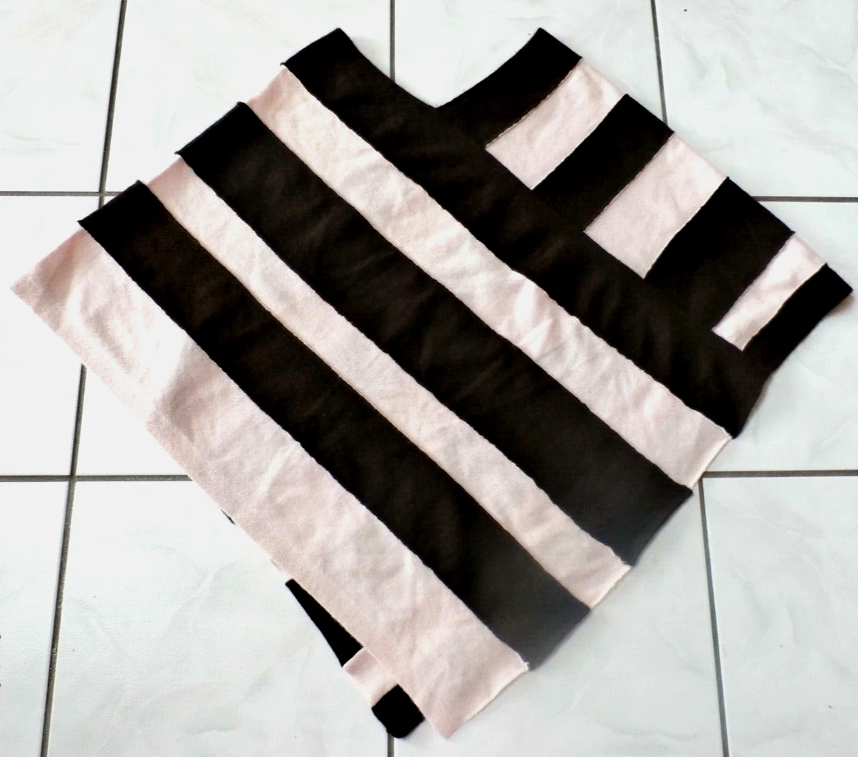 Jules Allen Brown Pink Striped 100% Cashmere Poncho Sweater One size F354