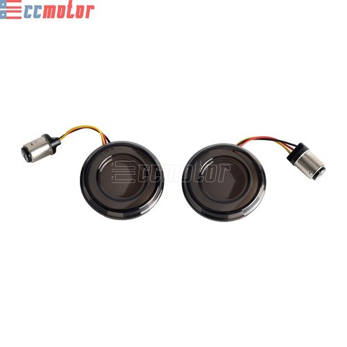 1157 LED Turn Signals Light Blinker Bullet Smoke Lens for Harley Softail Touring - Picture 3 of 9