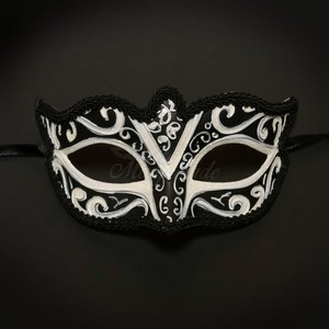 Black White Mardi Gras Venetian Masquerade Ball Mask M3112w Ebay