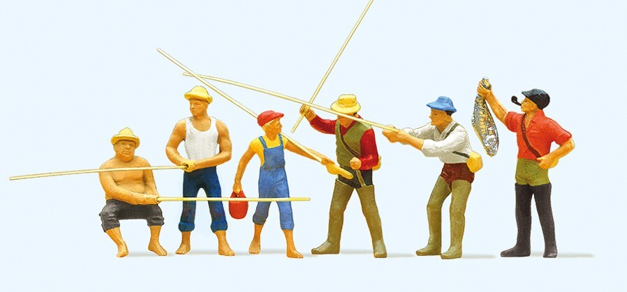 Preiser 10077 OO/HO Gauge - Anglers / Fishermen Figure Set Scenery Dioramas BNIP