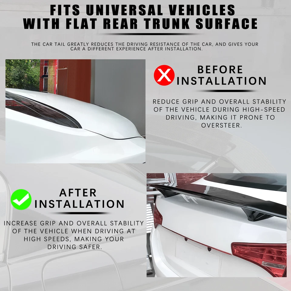 Alerón trasero 46" labio del ala del maletero con cinta adhesiva para Volkswagen Jetta 2011-2018 Foto 4 de 4