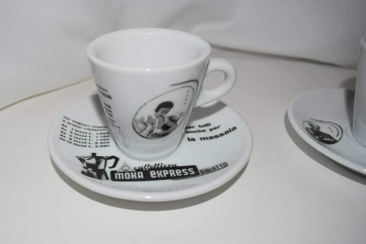 BIALETTI ESPRESSO CUPS & SAUCERS MOKA EXPRESS ITALY 4 SETS 8 PCS PORCELAIN eBay