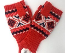 Old Navy Girls Knit Patterned Sweater Mittens in Orange Small - Medium 