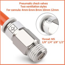 4mm - 16mm Pneumatic Check Valve Male Stud Push Fit Bspt Metric Push in Fittings