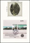 NEW ZEALAND BENHAM SILK 1987 NATIONAL PARKS M/S FDC (ID:06/D60476)