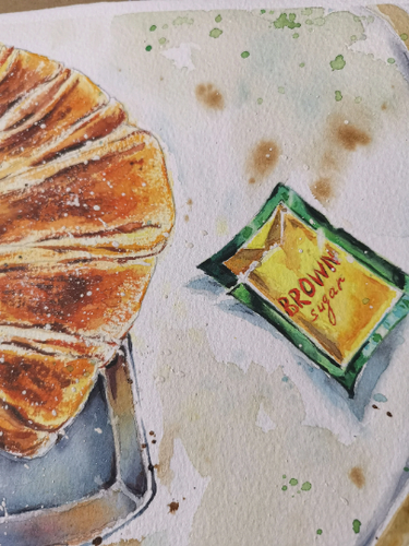 Original watercolor painting Croissant painting Coffee artwork Food art 10"x14" - Picture 3 of 3