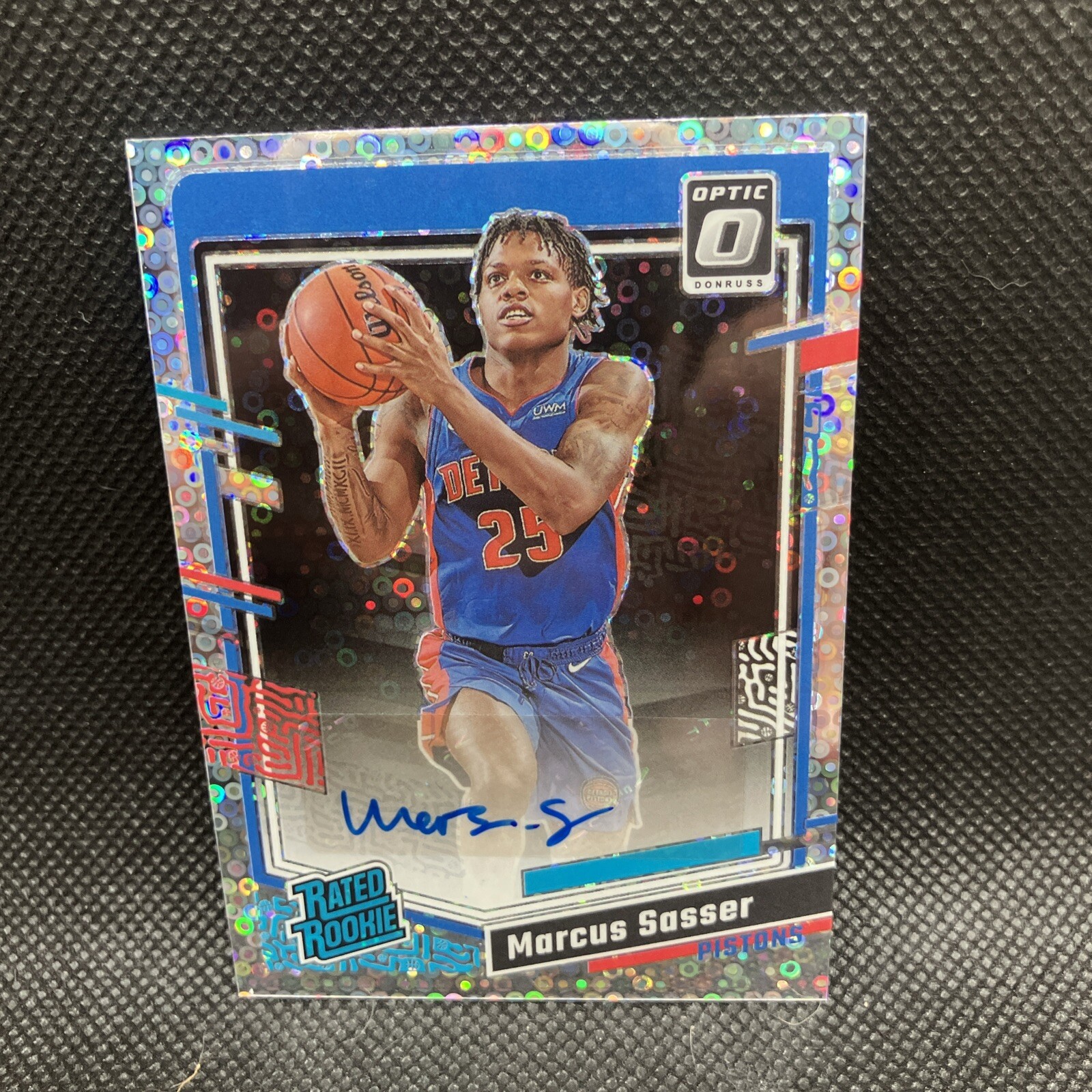 MARCUS SASSER - 2023-24 Donruss Optic #258 - Rated Rookie Auto - Disco Prizm