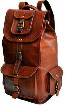 Genuine leather Unisex Handmade Vintage Backpack Rucksack Laptop Bag New