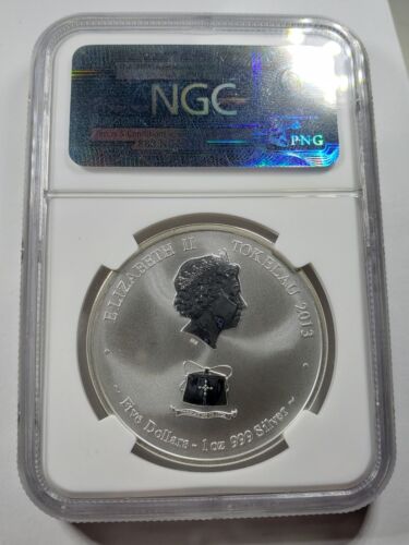 2013 Tokelau Year of the Snake 1ST 1000 Struck $5 1oz .999 Silver Coin NGC MS70 - Picture 4 of 4
