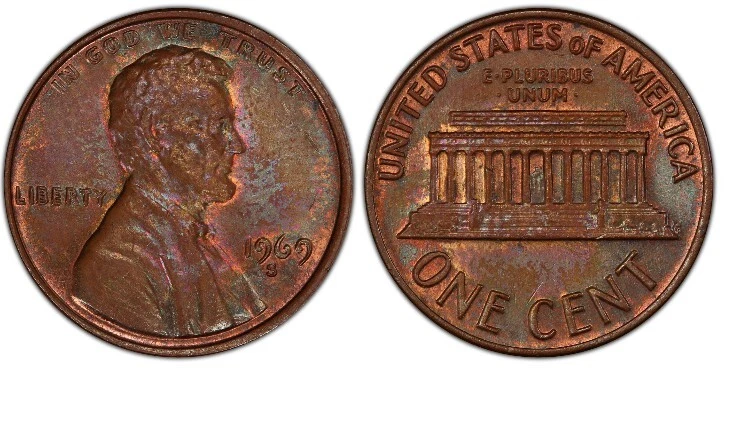 (N) 1969 S Error, No Fg Wrong Weight; Doubling, Bronze, Small Date - Image 3 of 4