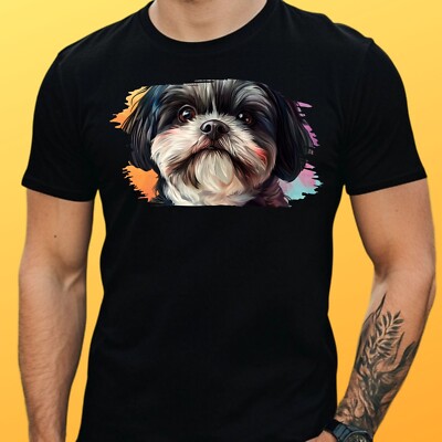 Herren T-Shirt Shih Tzu Hund Motiv Baumwolle Größe XS bis 5XL