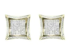 10k Yellow Gold Over Lab-Created Diamond Mens Womens Kite Shape Stud Earrings