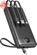 VEEKTOMX Power Bank 10000Mah, Portable Charger with Built-In Cables, USB C Exter
